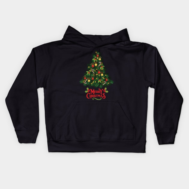 Merry Christmas Tree Kids Hoodie by starryskin